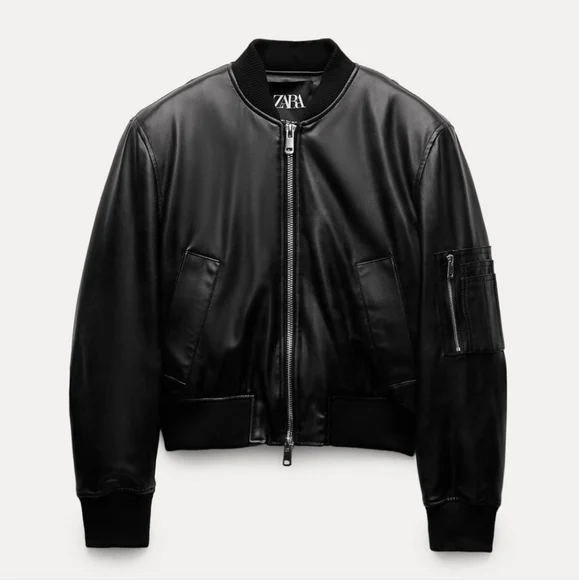 Zara | Jackets & Coats | Nwt Zara Faux Leather Bomber Jacket